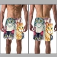 thumbnail image 3 of luoweisi Men's Beach Shorts Quick Dry Swim Trunks with Mesh Lining Cartoon Cat M, 3 of 5