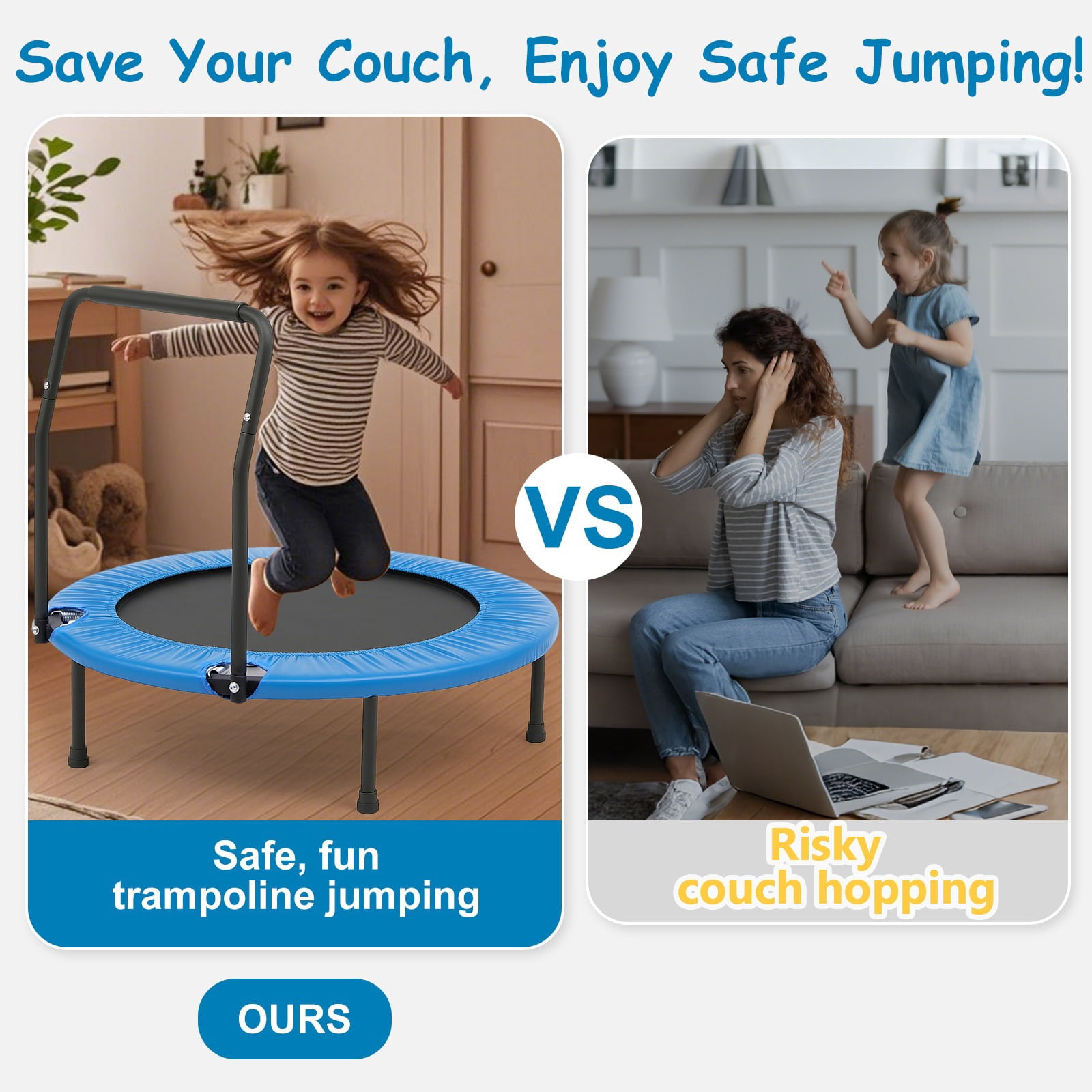 ALPULON 3FT Trampoline for Kids, Foldable Trampoline Indoor/Outdoor, Easy Storage, for Playtime or Birthday Gifts