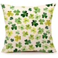 thumbnail image 1 of Housse de Coussin de la Saint-Patrick en Coton Lin 18 x 18 Pouces (Motif Trèfle Vert), 1 of 7