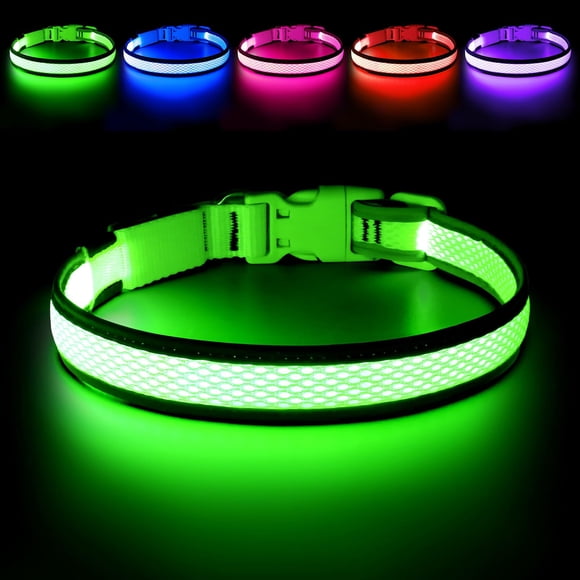 Collar LED para perro Flashseen, recargable por USB, color verde neón