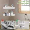 thumbnail image 3 of Corner Shower Caddy with Suction Cups, Wall Mounted Shower Organizer Plastic Shower Rack for Small Bathrooms, Kitchen, Removable Drill-Free Heavy Duty Shower Shelf Shower Basket, 3 of 11