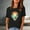 Black, variant on Sakmal Summer Tops for Women Short Sleeve Graphic Crew Neck T-Shirts Ladies Shirts