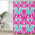 thumbnail image 2 of Extra Long Shower Curtain 72x96 Inch, Pink Teal Abstract Shower Curtain Waterproof Bathroom Decor Ethnic Modern Geometric Aesthetics Fabric Bath Curtain Set Accessories with Hooks, 2 of 6