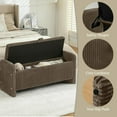 thumbnail image 3 of BOBOKY 44 Inch Corduroy Storage Ottoman Bench, Upholstered End of Bed Bench with Safety Hinge, Linear Storage Bench for Bedroom Living Room Entryway, Modern Footrest Seat,Brown, 3 of 14