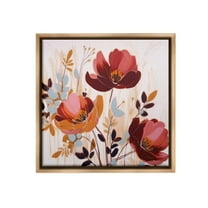Stupell Industries Red Modern Roses Botanical & Floral Painting Brown Floater Framed Canvas Art Print Wall Art, 25 x 25