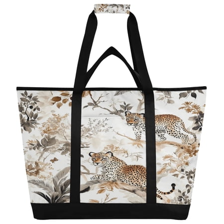 Large Hand-held Ice Pack Picnic Bag Insulation and Refrigeration Suitable for Shopping Picnics and Camping Tree Leopard