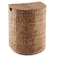 thumbnail image 4 of Casafield Half Moon Laundry Hamper with Lid and Removable Liner Bag - Cinnamon Brown, Woven Water Hyacinth Laundry Basket Sorter for Clothes, 4 of 7