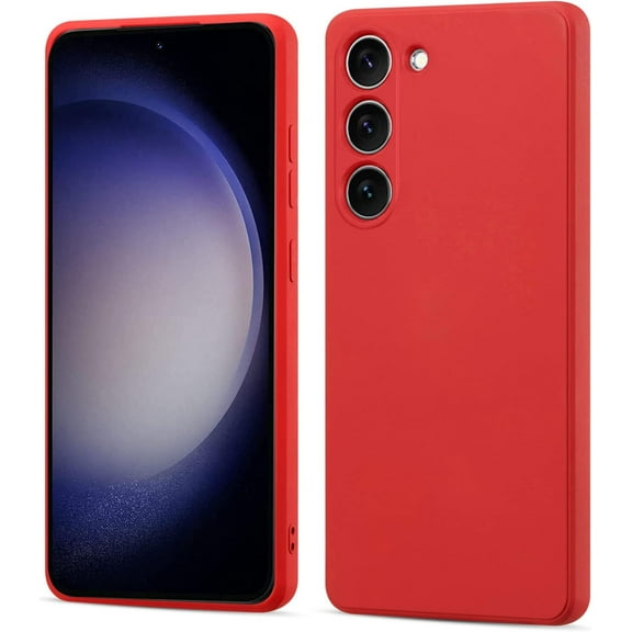 Case for Samsung Galaxy S23 5G, Slim Liquid Silicone Case Shockproof Full Body Protection Phone Case with Anti-Scratch Microfiber Ultra Slim Soft Rubber Cover Cute Bumper - Red