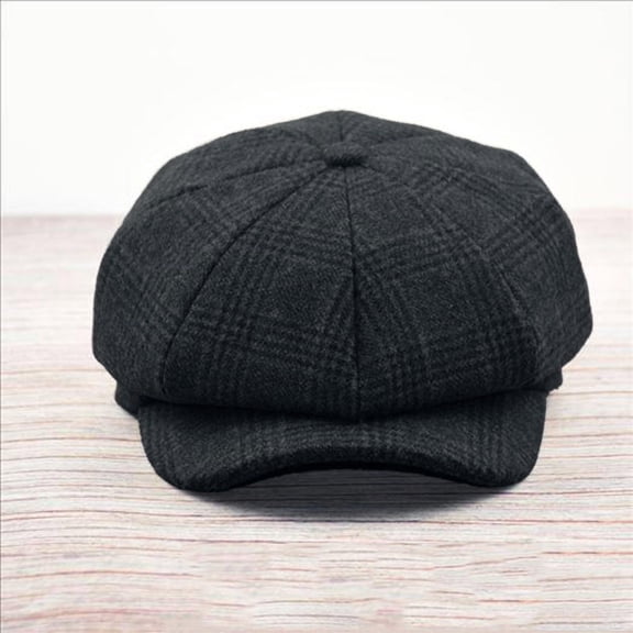 Mens Newsboy Cap Hat Cabbie Flat Beret Classic Driver Peaked Casquette, 61-64cm-XL/XXL, Dark Gray