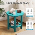 thumbnail image 5 of FUNDAZE 2-Tier Round HDPE Patio Side Table, End Tables For Living Room, Waterproof Indoor & Outdoor Small Table for Poolside, Garden, Turquoise, 5 of 10