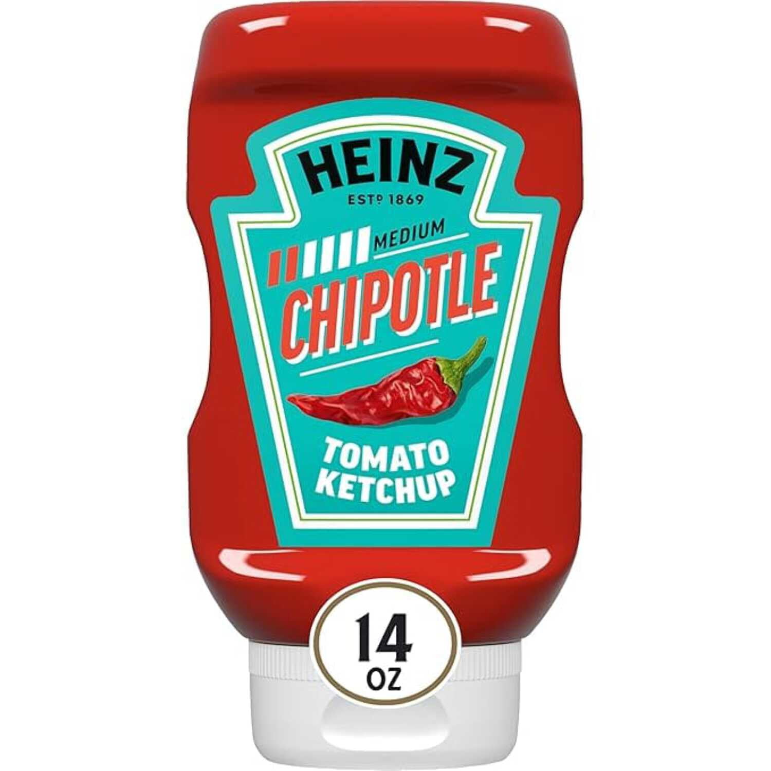 (6 pack) Heinz Tomato Ketchup Blended With Habanero Inverted Squeeze Bottle, 1 Bottle, for Easy Sharing and Easy Serving, Extra Hot, 14 oz