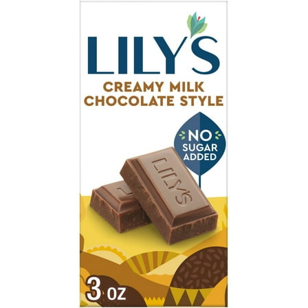 Pack of 2 LILY'S Creamy Milk Chocolate Style No Sugar Added Sweets Bar, 3 oz (packaging may vary)