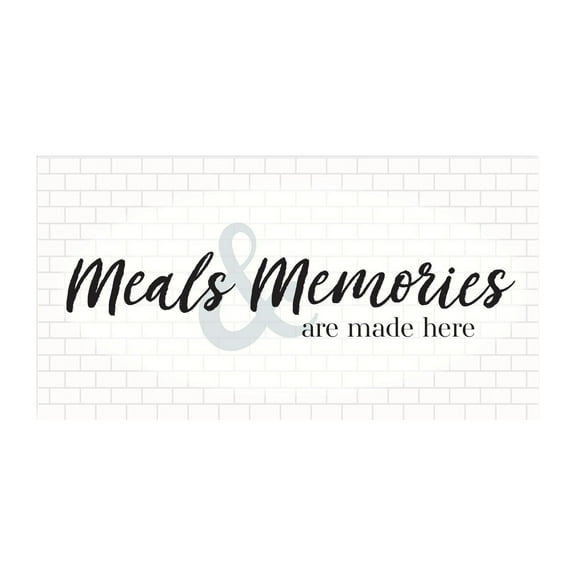 Meals Memories Made Here White Tile Aqua 20 x 10 Wood Wall Sign Plaque