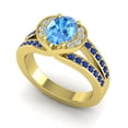 thumbnail image 2 of Diamond-Capitals 2.35 Carat Fine Oval Cut Blue Topaz & Blue Sapphire Gemstone Proposal Ring for her Solid 18K Yellow Gold Size 7.5, 2 of 8