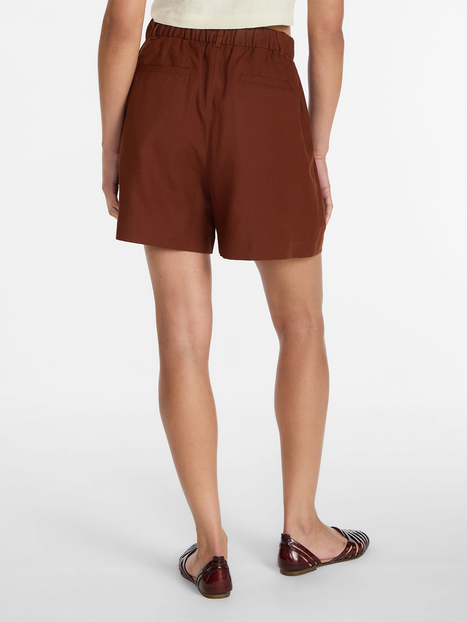 Time and Tru Women's Linen Blend Shorts, 5 in Inseam, Sizes XS-XXXL