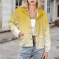 thumbnail image 3 of Jackets for Women Winter Coat Jackets Flannel Stand Collar Jacket(Aesthetic Golden Yellow And White Gradient,Size:S-4XL), 3 of 7