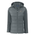 thumbnail image 2 of Women's Cutter & Buck  Gray North Carolina Tar Heels Vault Evoke Hybrid Eco Softshell Recycled Full-Zip Hooded Jacket, 2 of 3