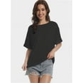 thumbnail image 2 of Women Oversized T-Shirt Loose Fit Workout Tops Short Sleeve Gym Basic Tee Shirt, 2 of 7