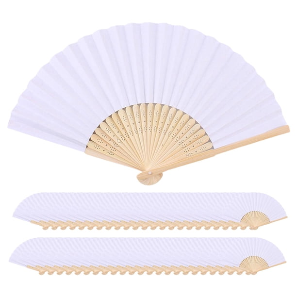 50 abanicos de papel para manualidades infantiles, abanicos plegables, abanicos de papel en blanco de mano, abanicos de mano Establecer un