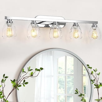 Gold Bathroom Vanity Light – 6-Light Crystal Sconce, Brushed Gold Finish, 27W LED Warm White