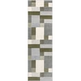 thumbnail image 2 of Well Woven Welma Green Grey Modern Geometric Boxes & Stripes Pattern Runner Rug 2x7 (2'3" x 7'3"), 2 of 8