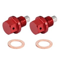 Unique Bargains 2 Set M12x1.75 Oil Drain Plug Magnetic Aluminum Alloy with 2 Washer for Car Motorcycle Red