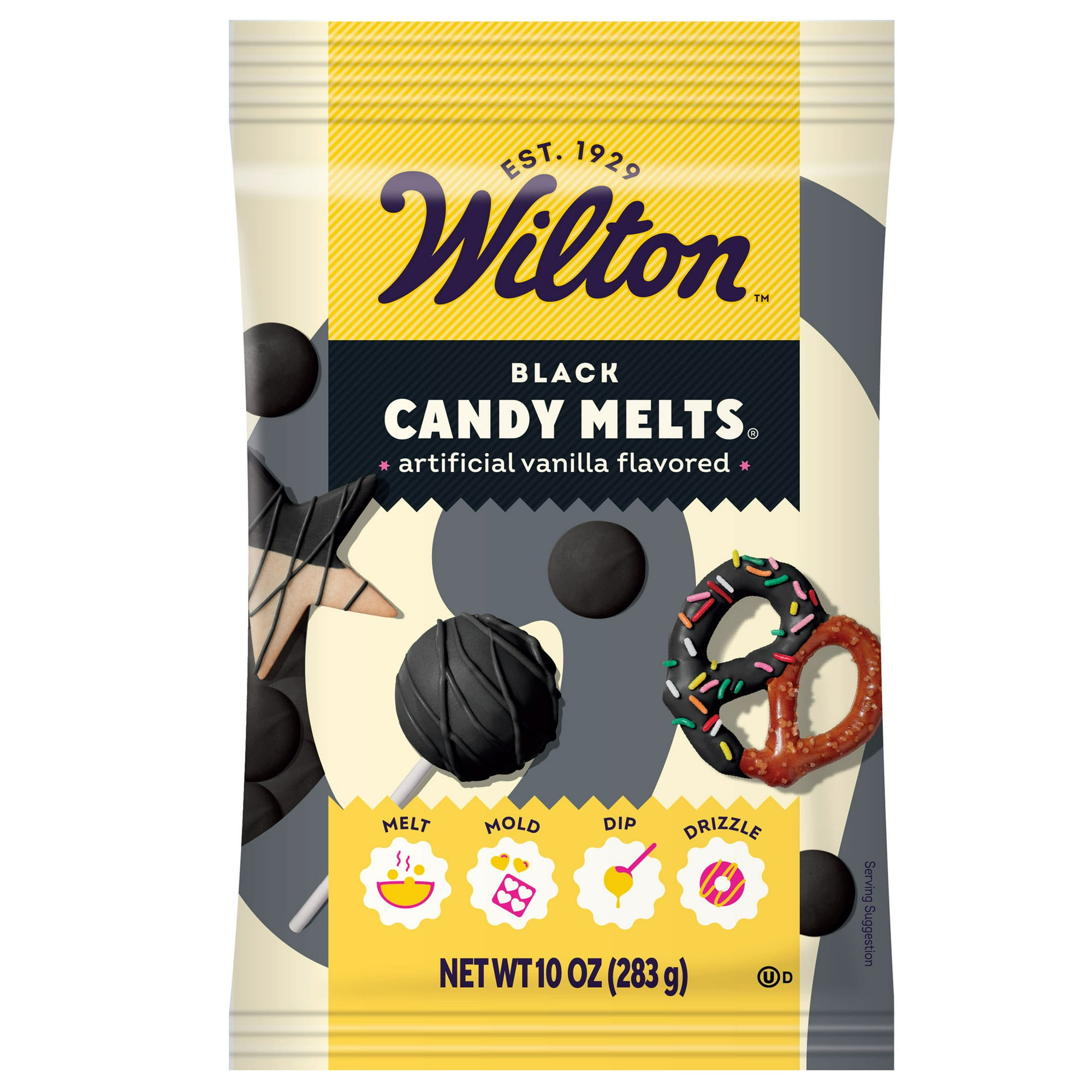 Wilton Black Candy Melts Vanilla-Flavored Wafer Chips for Baking & Candy Making 12 oz. Bag