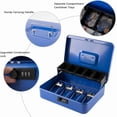 thumbnail image 2 of Locking Cash Box with Lock Money Box with Cash Tray Lock Box with Key Money Saving Organizer .Lx .Wx .H es XL Large, 2 of 7