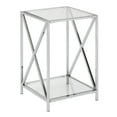 thumbnail image 2 of Home Square Chrome End Table with Clear Glass Shelves - Set of 2, 2 of 5