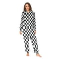 thumbnail image 4 of Adult Christmas Onesie Square Black and White Grid Adult Zipper One-Piece Pajamas Unisex Pajamas with Pockets, 4 of 6