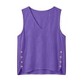 thumbnail image 3 of WRFWUL Womens Cotton Linen Sleeveless Tank Tops V-Neck Side Button Slit Hem Blouses Summer Casual Dressy Outfits, 3 of 6