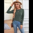 thumbnail image 4 of Camisas de Larga para Mujer, Cuello Redondo, Túnicas Casuales Verde XXL, 4 of 8