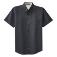 thumbnail image 5 of Mens Short Sleeve Easy Care Cotton/Polyester Shirt Classic Navy/ Light Stone Large, 5 of 6