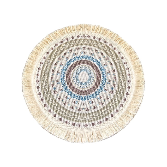 Light Bohemian Style Woven Meal Pad in Heat Insulation Fabric with Tassels for Kitchen Décor and Table Setting