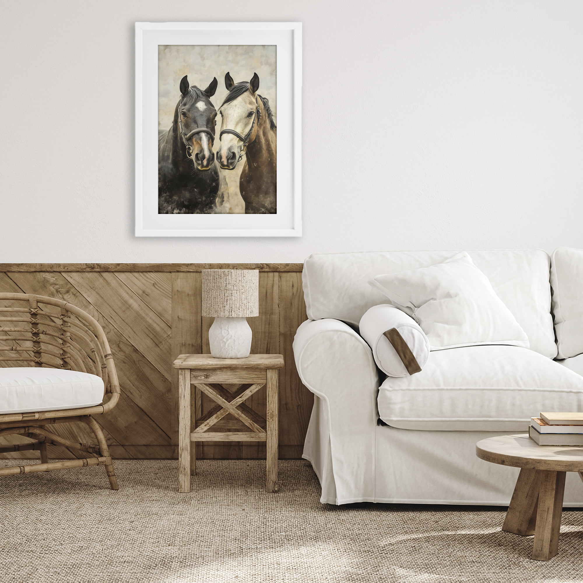 Stupell Industries Pair of Horses in Harmony White Framed Print Under Glass, design by Creative Studio