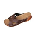 thumbnail image 2 of Womens Sandals Comfortable Wedge Open Toe Slip-on Thick Heels Sandals Summer Casual Leisure Dressy Daily Shoes Outerwear, 2 of 9