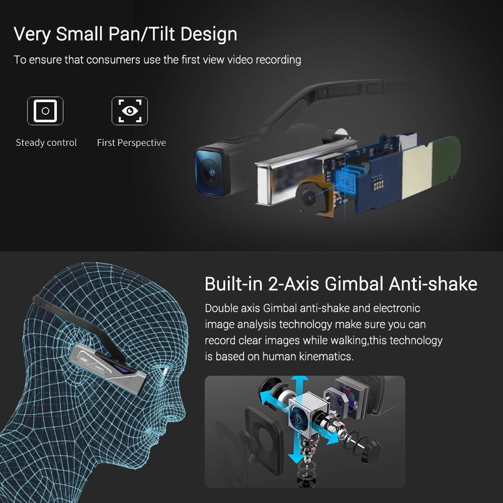 Camcorder,Head 4k 60fps First Person View 2- -shake With App Built-in 2- Camera First Person View Hands-free App Buzhi Built-in 2- -shake With Remote Video Camera Dsfen