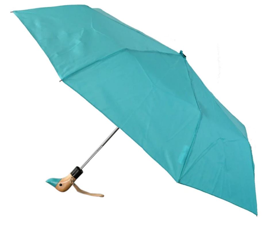 totes Auto Open Neverwet Wooden Duck Handle Umbrella, Color Teal 42