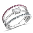 thumbnail image 1 of High polished (no plating) Stainless Steel Ring with AAA Grade CZ in Multi Color for Women Multi Color Stone Color Style DA386 Size 8, 1 of 5