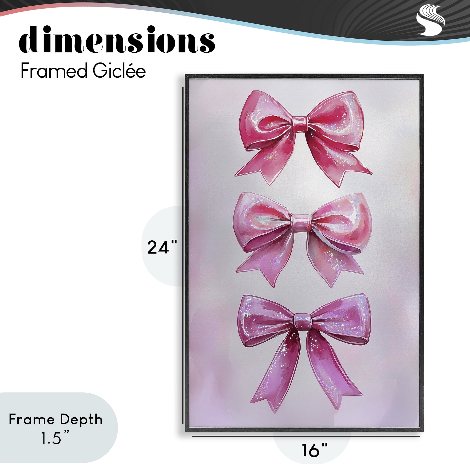 Stupell Industries Blush And Satin Ribbons Black Framed Giclee Art, design by Annabelle Hall