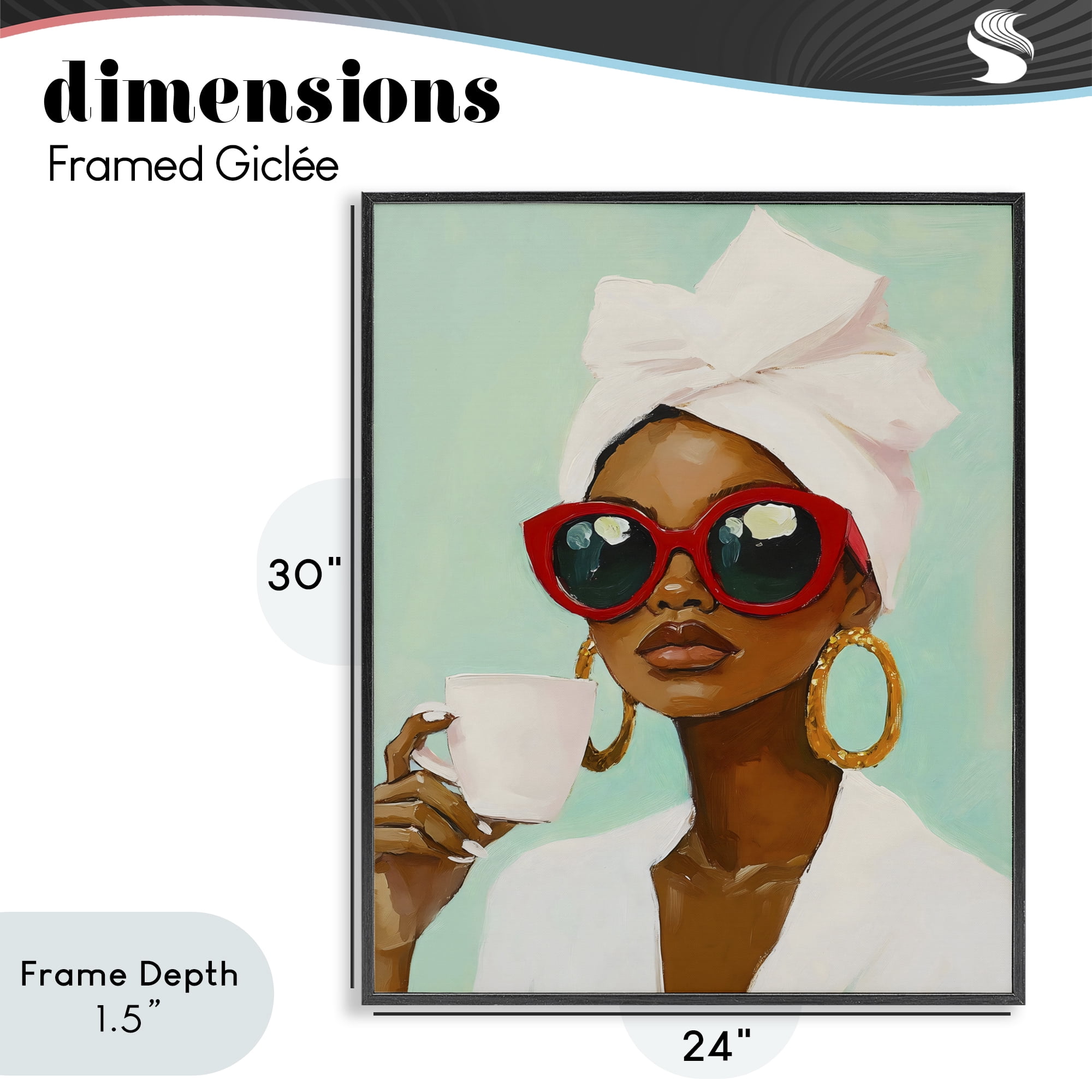 Stupell Industries Coffee Lover in Red Sunglasses Black Framed Giclee Art, design by The Prints Vibe