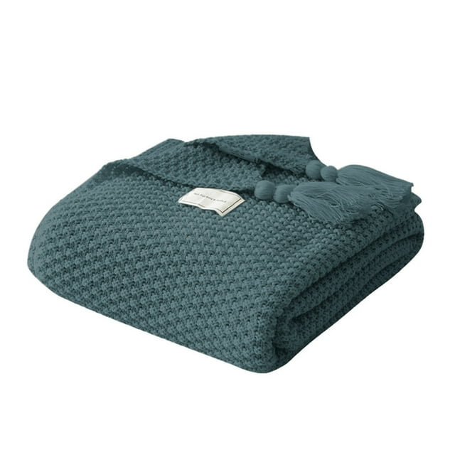 Xihbxyly Manta de Punto con Borlas, de Lana Suave, Acogedora para Oficina y Hogar, Ligera y Cómoda, Ideal para Sofá, Silla, Cama, Sala de Estar y Dormitorio. Tamaño: 100 X 150 Cm.