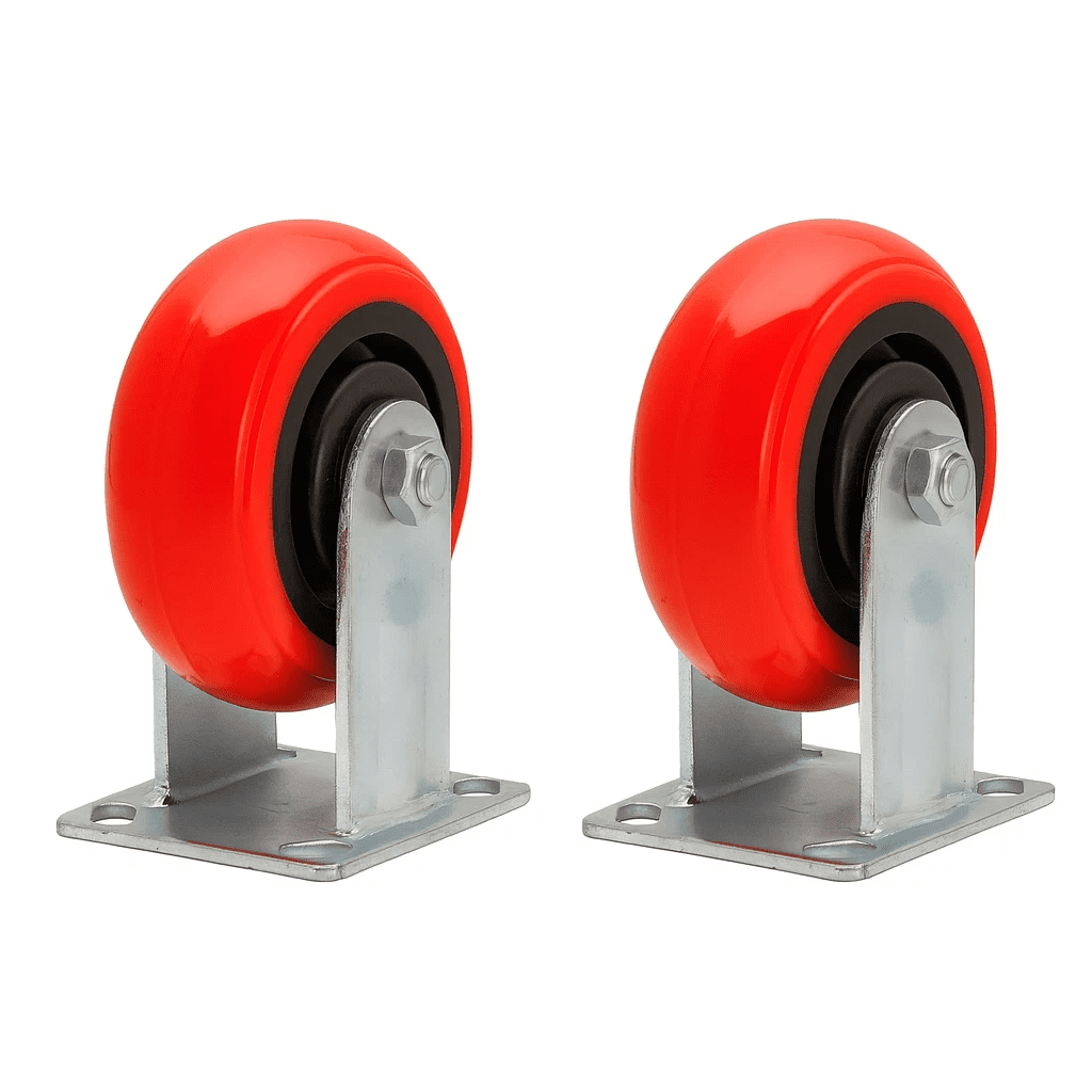 2 Pack 5 Inch Fixed Caster Wheel  Extra Heavy Duty Smooth Rolling, Polyurethane
