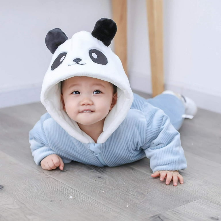 Baby Boy Girl Snowsuit Panda Shape Thermal Winter Coat Long Sleeve Toddler Girl Romper Clothes Windproof Jacket Jumpsuit