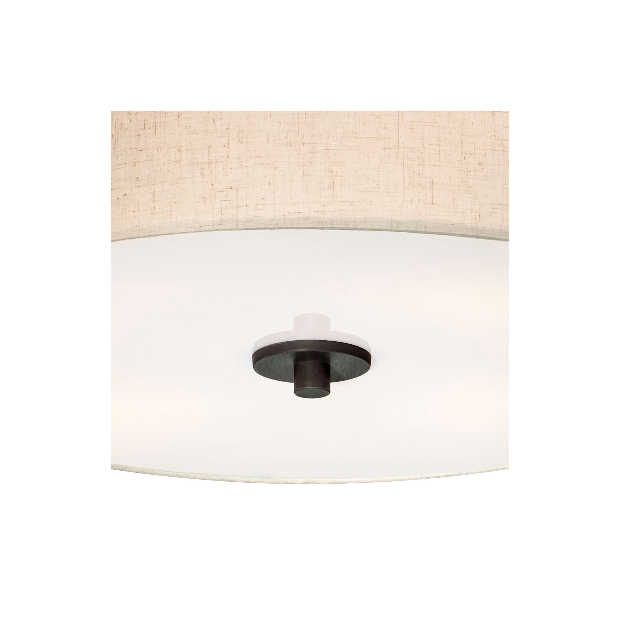 Regency Hill Sylvan Modern Ceiling Light Flush Mount Fixture 18" Wide Bronze 4-Light Oatmeal Fabric Drum Shade for Bedroom Kitchen Living Room Hallway