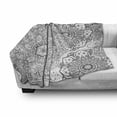thumbnail image 3 of Mandala Soft Flannel Fleece Throw Blanket, Eastern Lace Floral Illustration with Moroccan Effects and Folkloric Feels, Cozy Plush for Indoor and Outdoor Use, 60" x 80", White and Grey, by Ambesonne, 3 of 6