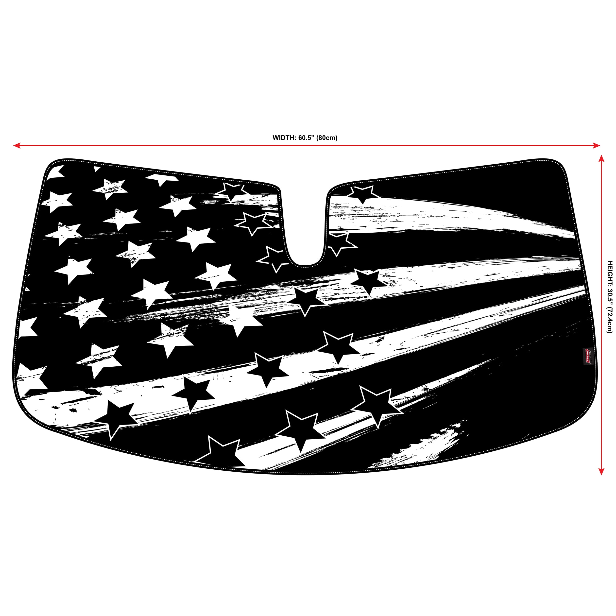 Genuine Dickies Black-White Americana Accordion Truck Sunshade, 41435WDI