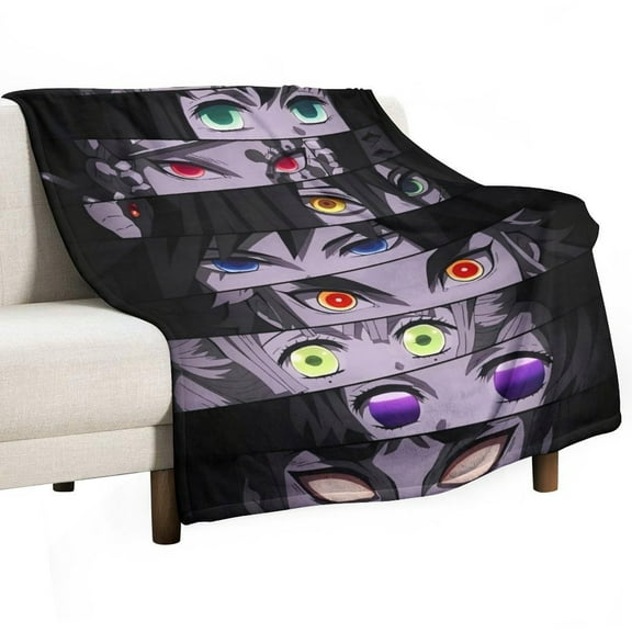 Demon Blanket Slayer Flannel Throw Blankets Soft Pile Cozy Plush Throw Blanket for All Seasons, 3D Printed Warm Blanket for Sofa Beds Home Decor