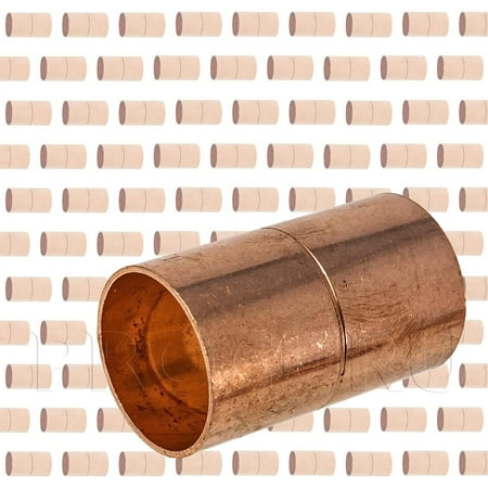 

[100-Pack] CYQUIO Copper 1/2 Coupling with Rolled Stop CxC Sweat Connection Certified Safe for Drinking Water Fits on 1/2 Copper Pipe (CWCRCC0012-100P)