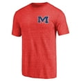 thumbnail image 2 of Men's Red Heather Mississippi Ole Miss Left Chest Distressed Logo Tri-Blend T-Shirt, 2 of 3